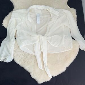 White Tie-Front Blouse